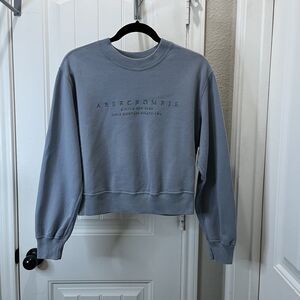 Abercrombie & Fitch Sweater Womens S Soft A&F Collection Pullover Spellout Gray